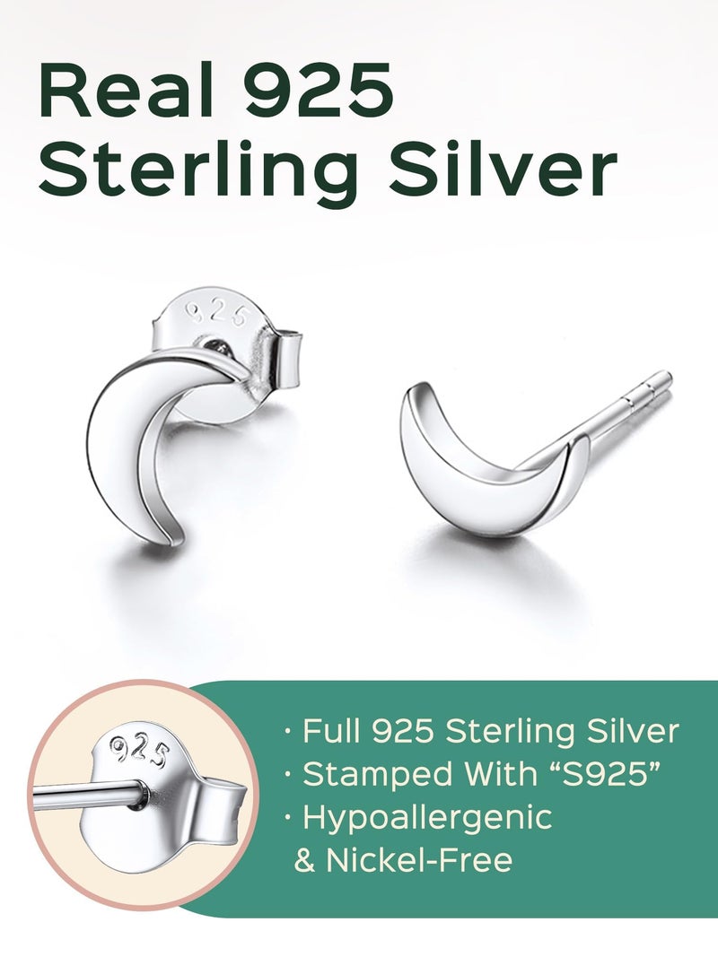 ChicSilver Moon Earrings for Women Moon and Star Earrings Hypoallergenic 925 Sterling Silver Stud Earrings Simple Fashion Earrings - Image 4
